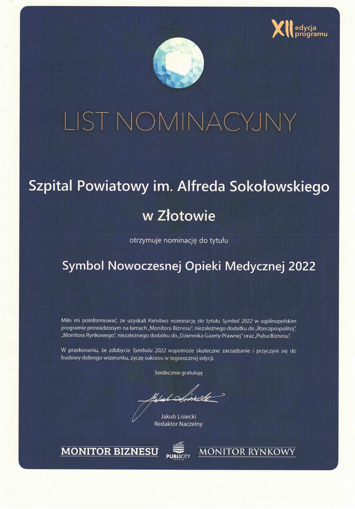 List nominacyjny Now opieka med